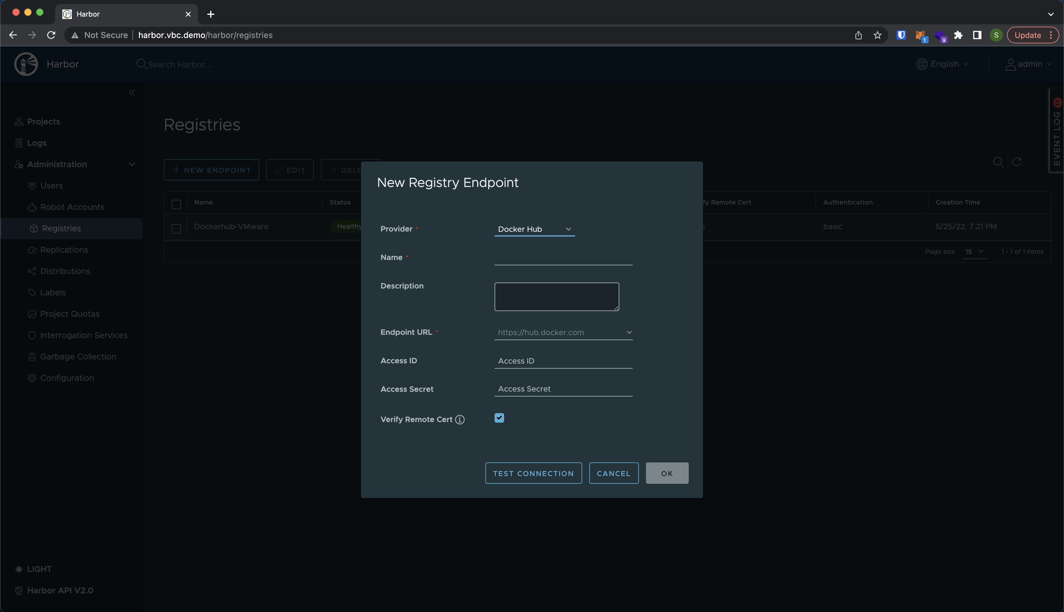 New registry Endpoint