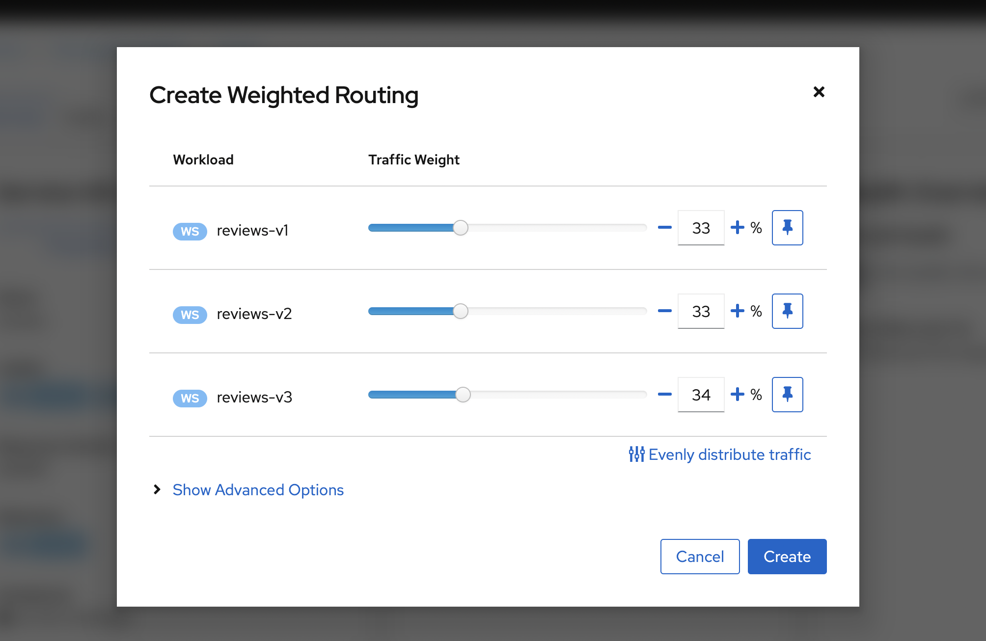 Kiali Weight Routing