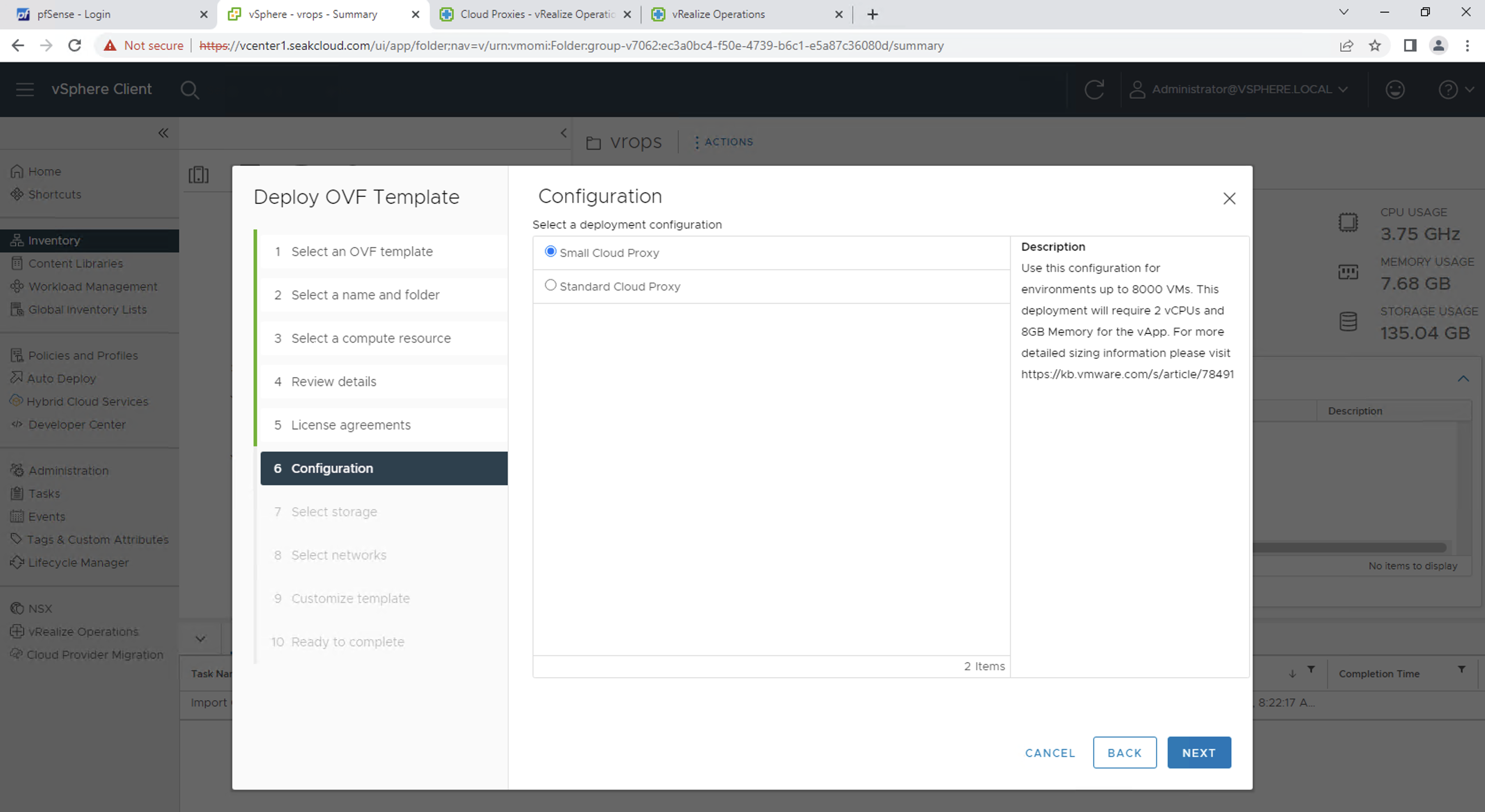 Cloud Proxy Sizing